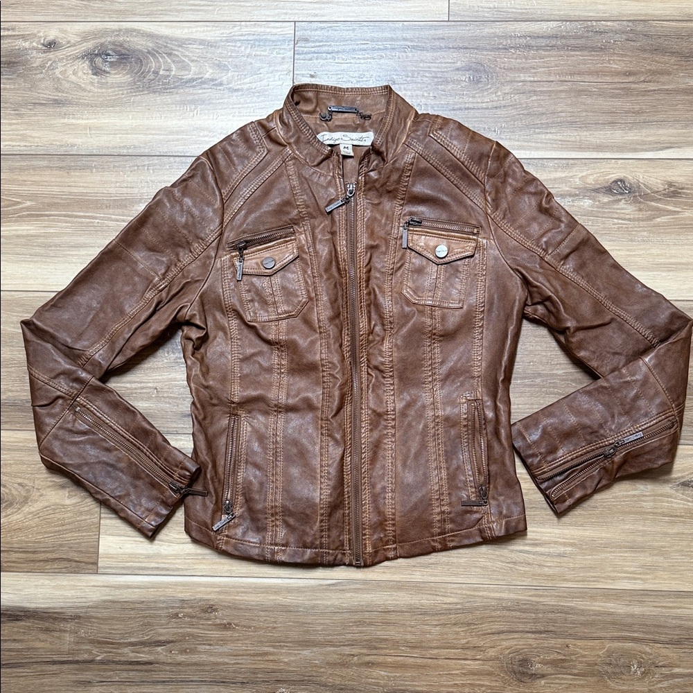 Classic Tan Leather Jacket for Women
